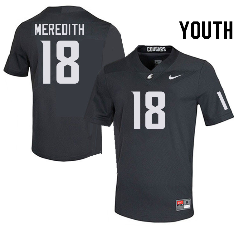 Youth #18 Josh Meredith Washington State Cougars College Football Jerseys Stitched-Charcoal